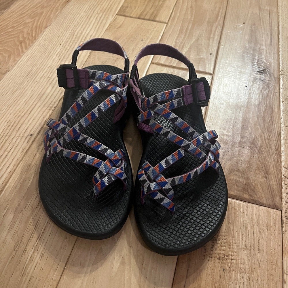 Chaco Black and Purple Sandals with Braided Straps